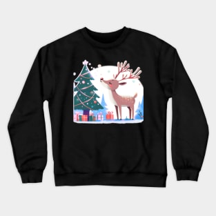 Light Reindeer Enjoying Their Christmas Tree Crewneck Sweatshirt